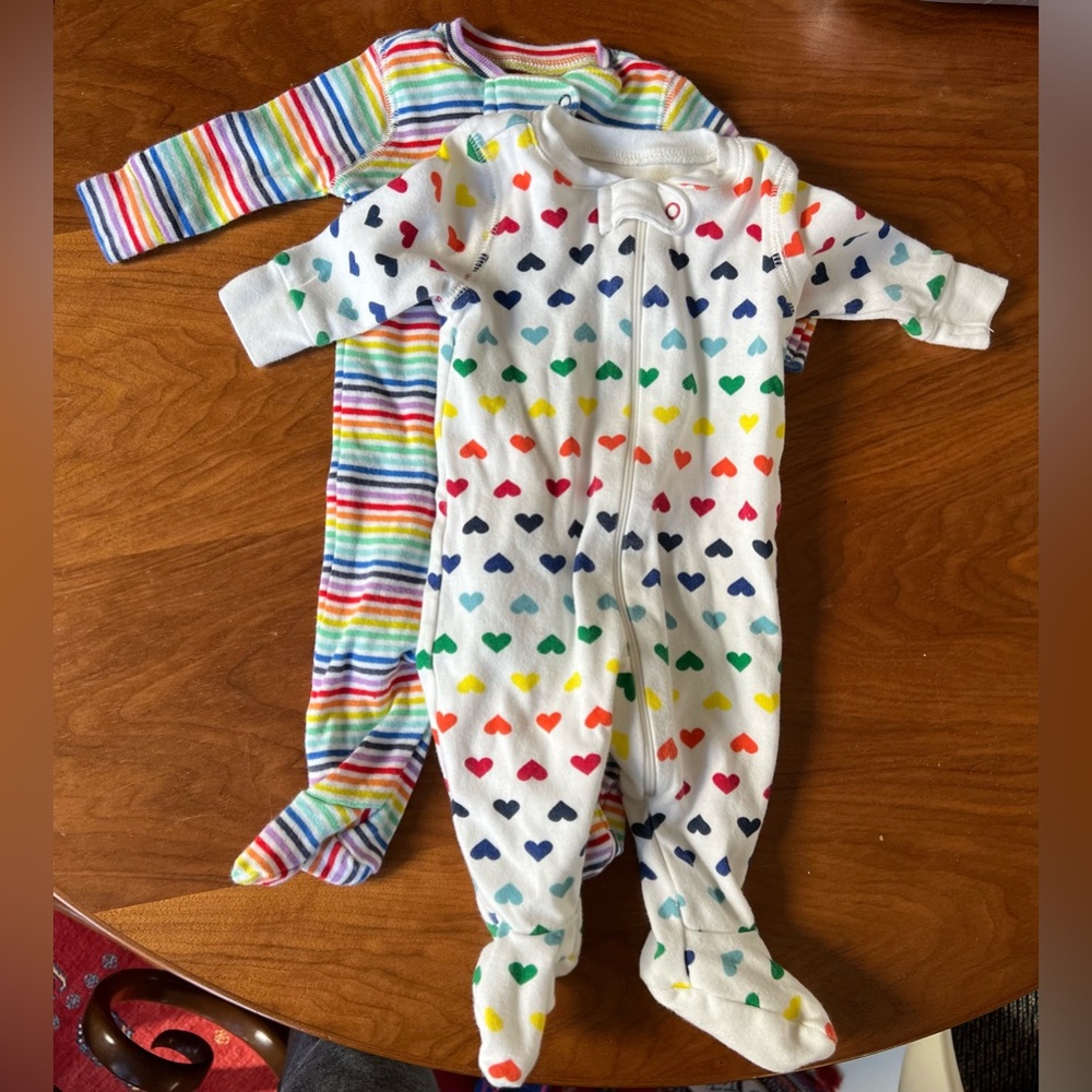 Pride rainbow print zipper footed onesie - newborn NB size unisex- set of 2